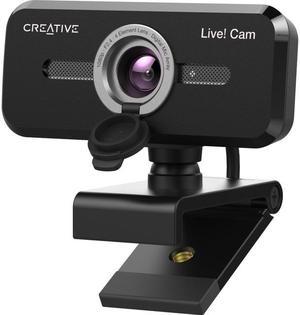 Creative Live! Cam Sync 1080p V2 Full HD Wide-Angle USB Webcam with Auto Mute and Noise Cancellation for Video Calls, Improved Dual Built-in Mic, Privacy Lens Cap, Universal Tripod Mount