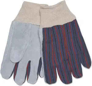 R3 Safety 1040 1040 Leather Palm Glove, Gray/white, Large, Dozen