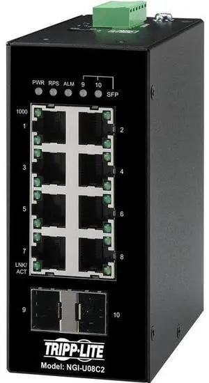 Tripp Lite Ethernet Switch Unmanaged 8Port Industrial DIN Mount NGIU08C2