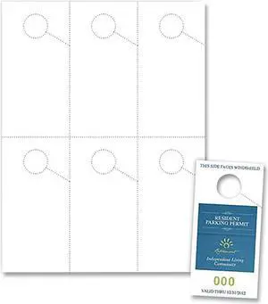 Micro-Perforated Parking Pass 8.25 x 11 White 6 Passes/Sheet 50 Sheets/Pack PPH06057SWH