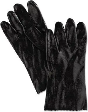 MCR Safety Memphis Glove Rough Finish Dipped Gloves PVC Large Black 12 Pairs 6212R