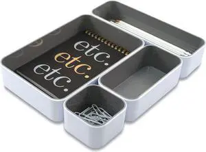 Advantus Fusion Stacking Bins 12.1 x 9.1 x 2.2 White/Gray 4 Pieces 37592