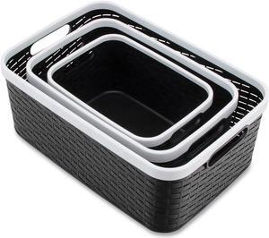 Open Lid Storage Bin Assorted Sizes Black/White 3/Pack 39220
