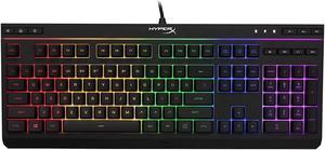 HyperX Alloy Core RGB - Membrane Gaming Keyboard, Comfortable Quiet Silent Keys with RGB LED Lighting Effects, Spill Resistant, Dedicated Media Keys, Compatible with Windows 10/8.1/8/7 - Black