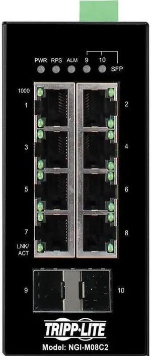 Tripp Lite 8-Port Managed DIN Mount Industrial Gigabit Ethernet Switch NGIM08C2