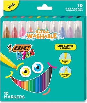 BIC® Kids Ultra Washable Markers, Plastic Tube, Medium Bullet Tip, Assorted  Colors, 20/Pack