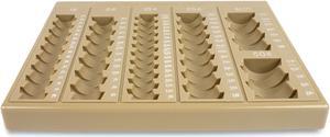 PLASTIC COIN TRAY, 6 COMPARTMENTS, 7.75 X 10 X 1.5, TAN