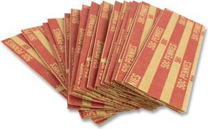 FLAT TUBULAR COIN WRAP, PENNIES, $0.50, RED, 1,000/BOX