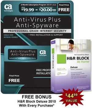 CA AntiVirus Plus Software - 6 Month Sub. w/ Bonus H&R Block At Home Deluxe