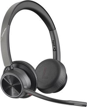 Poly - Voyager 4320 UC Wireless Headset (Plantronics) - Headphones with Boom Mic - Connect to PC/Mac via USB-A Bluetooth Adapter, Cell Phone via Bluetooth - Works with Teams (Certified), Zoom & More