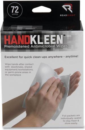 HandKleen Premoistened Antibacterial Wipes, 7 x 5, Foil Packet, 72/Box