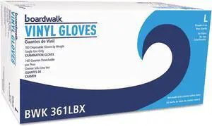 Boardwalk Exam Vinyl Gloves Clear Large 3 3/5 mil 1000/Carton BWK361LCT
