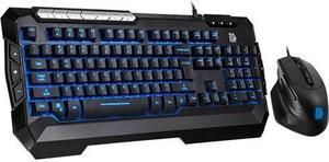 Thermaltake Tt eSPORTS Commander Combo V2, Gaming Keyboard and Gaming Mouse with 2500 DPI, 3 Color Back Lights and Lighting Effect, cm-CMC-WLXXMB-US