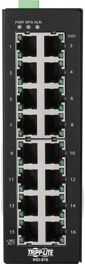 Tripp Lite 16-Port DIN Lite Managed Industrial Gigabit Ethernet Switch NGIS16