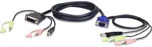 ATEN 1.8M USB VGA to DVI-A KVM Cable with Audio 2L7DX2U ATEN 1.8M USB VGA to DVI-A KVM Cable with Audio 2L7DX2U