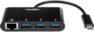 Rocstor Premium USB-C to USB-A(3.0) 3 Port Hub with Gigabit Ethernet - USB 3.0 Type C - External - 3 USB Port(s) - 1 Network (RJ-45) Port(s) - 3 USB 3.0 Port(s)