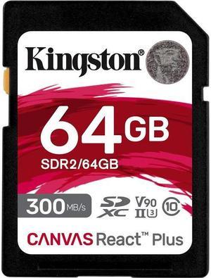 Kingston Canvas React Plus 64GB Secure Digital Extended Capacity SDXC Flash Card Model SDR264GB