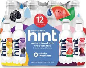 FLAVORED WATER VARIETY PACK, 3 BLACKBERRY, 3 CHERRY, 3 PINEAPPLE, 3 WATERMELON, 16 OZ BOTTLE, 12 BOTTLES/CARTON