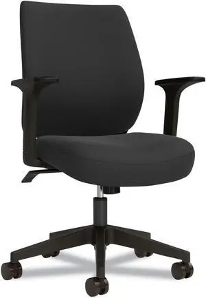 Essentials Fabric Task Chair with Arms, Supports Up to 275 lb, Black Seat/Back, Black Base Essentials Fabric Task Chair with Arms, Supports Up to 275 lb, Black Seat/Back, Black Base