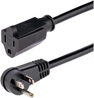 StarTech 2m Flat Angled 5-15P to 5-15R Power Extension Cord Black RFX6FPOWERCORD