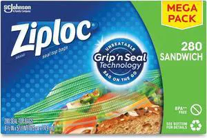 Ziploc Sandwich Bags with New Grip 'n Seal Technology, 280 Count