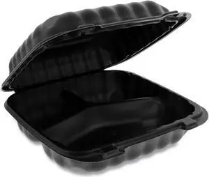 EarthChoice SmartLock Hinged Lid Container 3 Compartment Black 200Ct