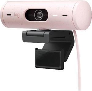 Logitech Brio 500 Full HD Webcam with Auto Light CorrectionShow Mode Dual Noise Reduction Mics Webcam Privacy Cover Works with Microsoft Teams Google Meet Zoom USBC Cable  Rose