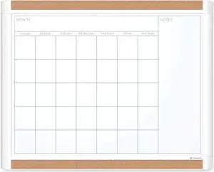 U Brands Pinit Magnetic Dry Erase Calendar Plastic Frame 20 x 16 437U0001