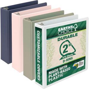 Samsill Earth's Choice Plant-Based View Durable Binders 3 D-Ring Assorted Color 4 Pack (MP46969)