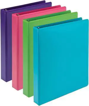 Samsill Earth's Choice Plant-Based Durable Binders 3 Round Ring Assorted Color 4 Pack (MP48659)