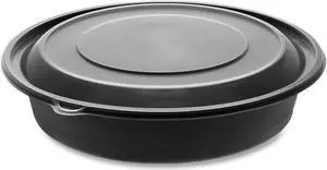EarthChoice MealMaster Container with Lid 48oz 1-Compartment Black/Clear 150Ct