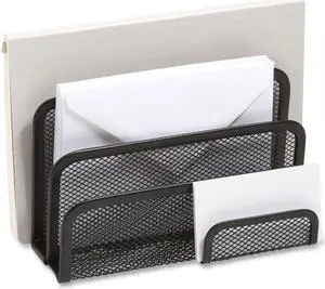 Tru Red Wire Mesh Mail Sorter 4 Sections #6 1/4 - #16 Envelopes Black TR57562CC