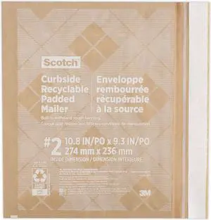 3M Scotch Curbside Recyclable Padded Mailer #2 Natural Kraft 100Ct 7100258635