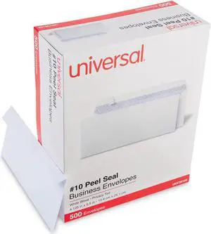 Universal Peel Seal Strip Security Tint Business Envelope #10 White 500/Box