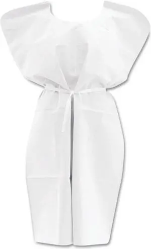 Disposable Patient Gowns 3-Ply Tissue Poly Tissue 30" x 42" White 50/Carton NON24355