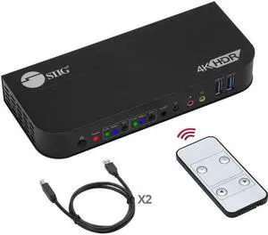 SIIG 2x1 DisplayPort 4K KVM USB 3.0 Switch with Remote Control CEKV0C11S1