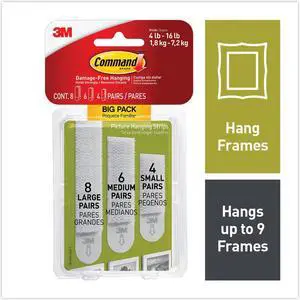 Post-it Command Assorted Picture Hanging Strips Assorted Sizes (17211-BPES)