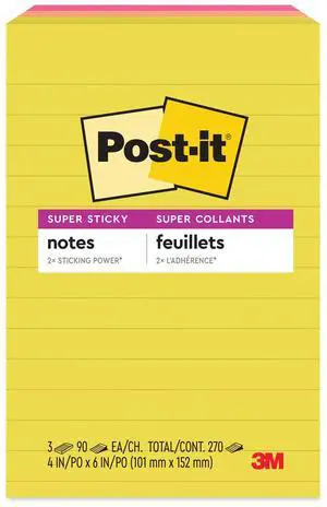 3M Post-it Note Pads Summer Joy Collection Colors 90 Sheets/Pad 3Pk 7100269358