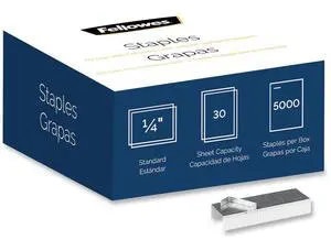 Standard 0.25" Full Strip Staples 0.25" Leg 0.5" Crown Steel 5000/Pack 5009501