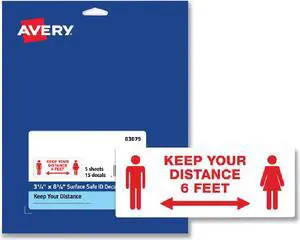 Avery Preprinted Surface Safe ID Decals 8.38 x 3.25 15/Pack 83079