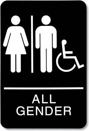 Headline Sign All Gender/Wheelchair Accessible 6x9 Tactile Symbol Plastic 9486