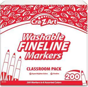 Cra-Z-Art Washable Fineline Markers Classpack Bullet Tip 8 Colors 200/Set 740071