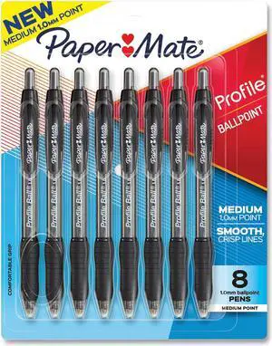 Paper Mate Ballpoint Pen Retractable Medium Point 1.0mm Black 8 Count 2095460