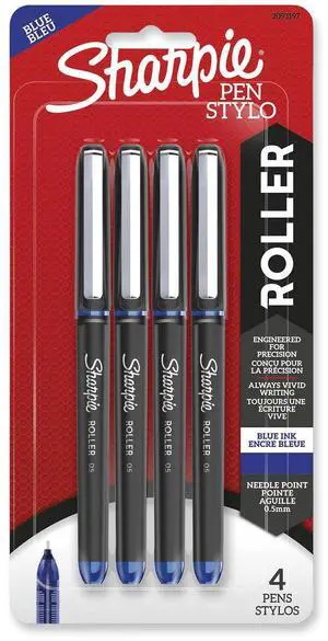 Sharpie Professional Design Roller Ball Pen Stick Fine Blue Ink 4/Pack 2093197