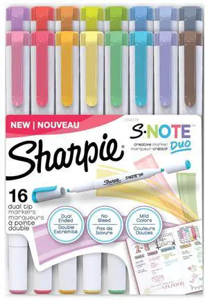 Sharpie S-Note Creative Markers Assorted Colors Bullet/Chisel Tip 16Pk 2154174