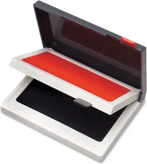 2000 Plus Two-Color Felt Stamp Pad Case 4" x 2" Black/Red 090468
