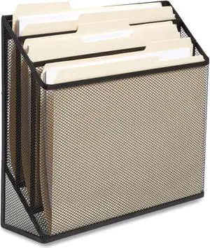 TruRed Wire Mesh Incline Sorter 3 Sections Letter Matte Black TR57553CC