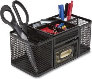 Seven Compartment Wire Mesh Accessory Holder 4.45 x 9.33 x 3.86 Black TR57541CC