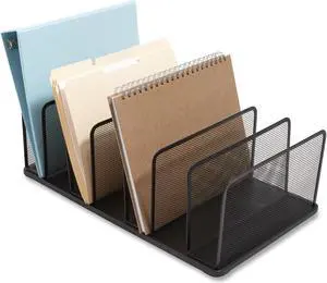 TruRed Wire Mesh Vertical Document Sorter 7 Sections Letter Matte Black