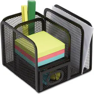 Five Compartment Wire Mesh Accessory Holder 5.9 x 6.29 x 5.11 Black TR57532CC
